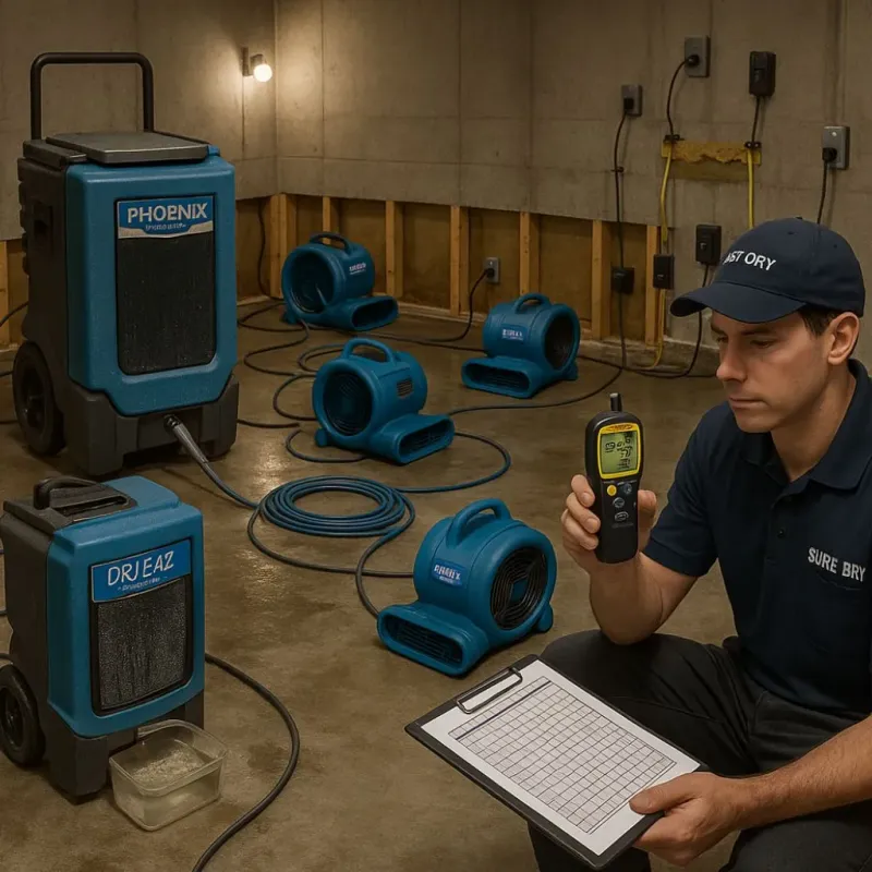 Structural Drying and Dehumidification process in Farmingville, NY